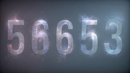 Abstract digital numbers with sparkling effects against a transparent background