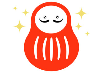 お正月・年賀状素材　キラキラした目のダルマさん　2