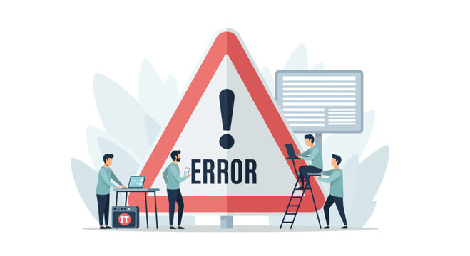 Urgent IT support team fixing system error with laptops and teamwork, ensuring business continuity and problem resolution for modern technology solutions - Powered by Adobe
