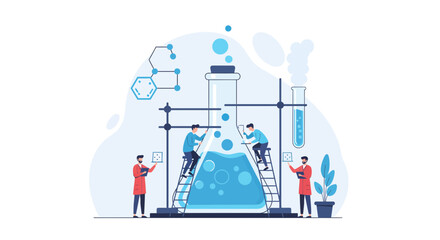 Innovative scientists collaborating on breakthrough research with laboratory equipment, perfect for science education, pharmaceutical ads, and research funding campaigns