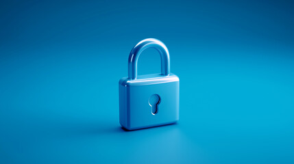 Fototapeta premium Blue Padlock Icon Representing Digital Security