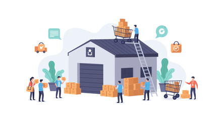 Efficient warehouse distribution with team, optimizing logistics for e-commerce success and fast delivery with seamless operations and customer satisfaction
