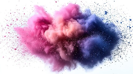 Explosion of Colorful Powder on White Background