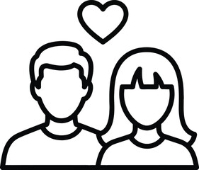 Couple with heart relationship icon vector illustration