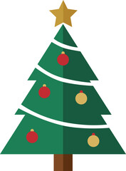 Christmas tree with gold and red balls. Vector isolated illustration.Christmas tree with gold and red balls. Vector isolated illustration.