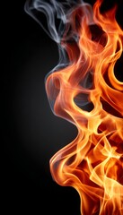 Fototapeta premium Vibrant Flames and Smoke Erupting in a Dark Background, Creating a Fiery Display of Intense Colors