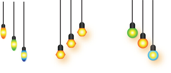 A set of fishing hooks and rods with colorful hanging holiday bauble decorations