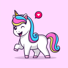 Cute Unicorn Standing Cartoon 