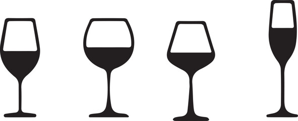 A Symphony of Elegance: A quartet of wine glasses, each poised and graceful, holds a crimson elixir, promising a moment of pure indulgence. A modern study in contrasts.