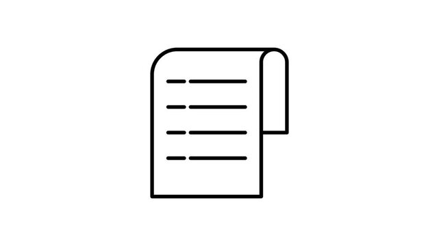 Black and white outline illustration of a document with blank lines and a header.
