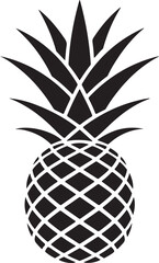 Black silhouette of a stylized pineapple with a detailed rind