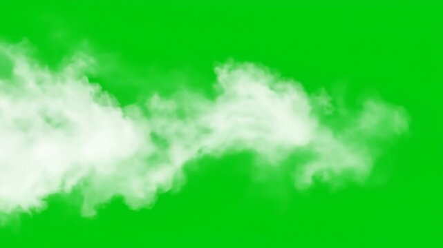 Realistic White Smoke Plume Rising and Expanding on a Vivid Green Screen Background for Visual Effects
