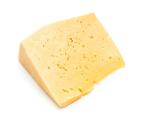 piece of cheese close-up on a white isolated background