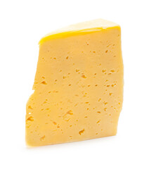 piece of cheese close-up on a white isolated background