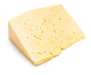 piece of cheese close-up on a white isolated background