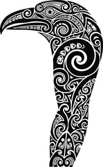 Tribal Raven Head Decorative Pattern Vector