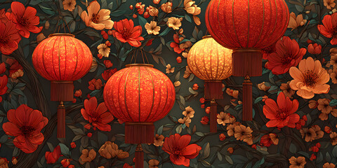 Traditional holiday background in Asian style. Chinese Mid-Autumn Festival, Happy New Year. spring festival Asian decor for lunar new year