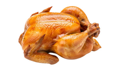 Roasted whole chicken poultry food isolated on transparent background