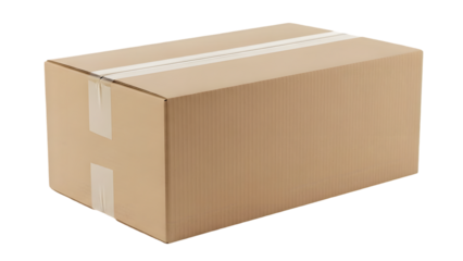 Sealed cardboard box package delivery shipping isolated on transparent background