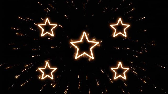 Animated gold stars erupting against black background for celebration
