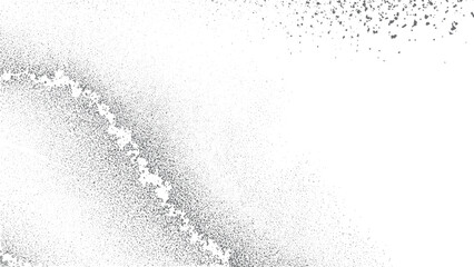Dynamic wave of stipple dots forming abstract fluid pattern.  Light monochrome texture, smooth density shifts, modern distressed surface, vector illustration. 