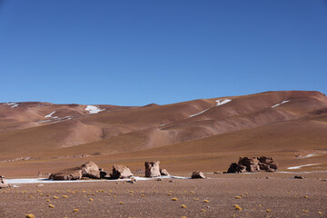 The rock formations of Monjes De La Pacana, Salar de Tara, Chile