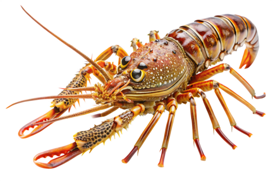 Spiny Lobster isolated  on white background ,PNG.AI Generated. - Powered by Adobe
