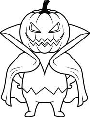 Pumpkin Head Monster Halloween Character Vector