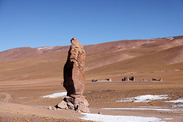 The rock formations of Monjes De La Pacana, Salar de Tara, Chile
