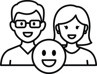 Happy family icon smiling parents child outline vector