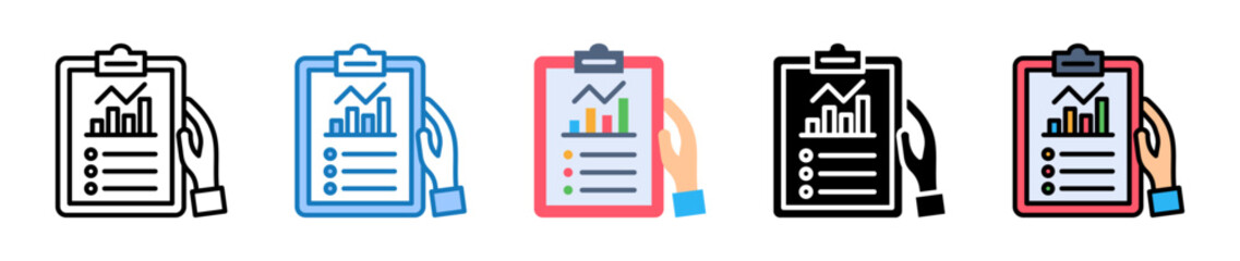 Progress Report multiple style icons set design vector illustration. 
