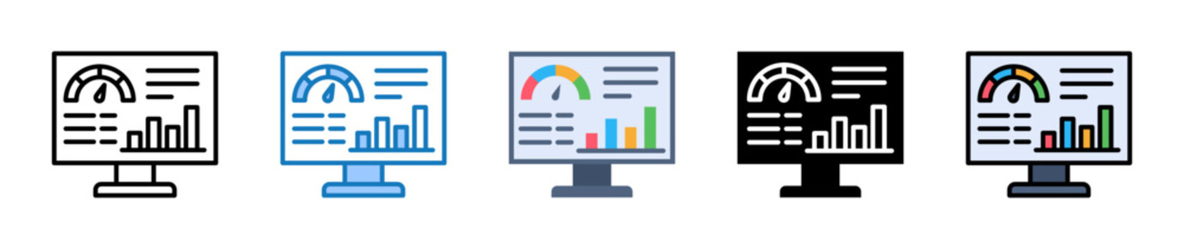 Kpi Dashboard multiple style icons set design vector illustration. 