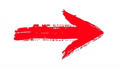 Hand Drawn Red Arrow on White Background