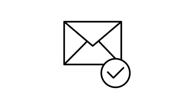 Email envelope icon featuring a green checkmark, indicating successful delivery or approval.