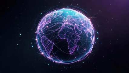 Digital globe with interconnected lines, representing global network and data flow