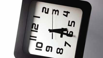 Second hand of a classic wall clock is synchronized with rotation of the camera