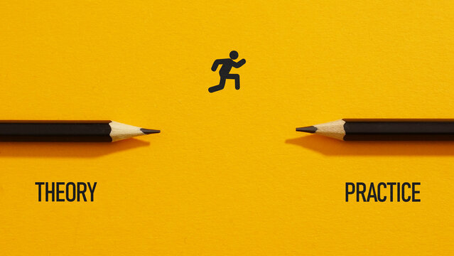 Theory into practice is shown as educational concept