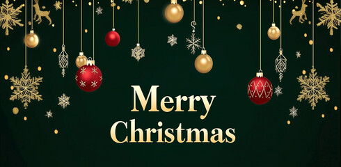 Elegant Christmas banner with ornaments and text