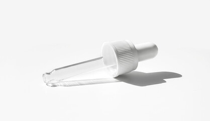 White Dropper with Ribbed Cap on a Clean Background