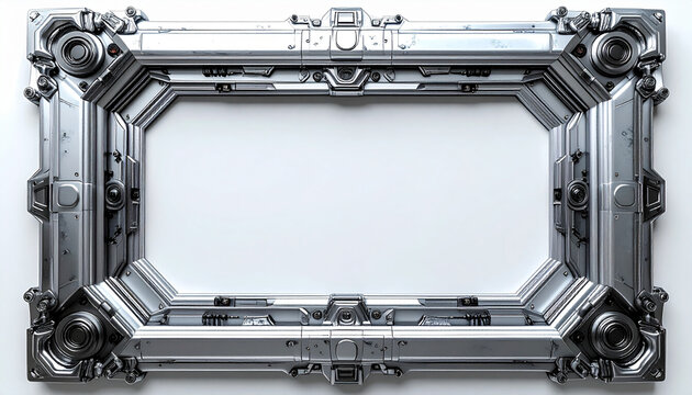 メカニカルフレーム・シルバー金属の精密な機械構造デザイン背景