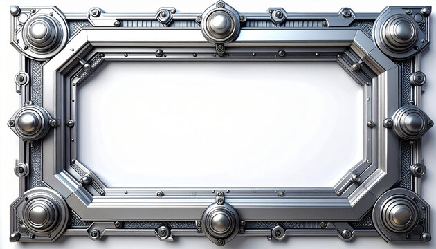 メカニカルフレーム・シルバー金属の球体装飾付き機械デザイン背景