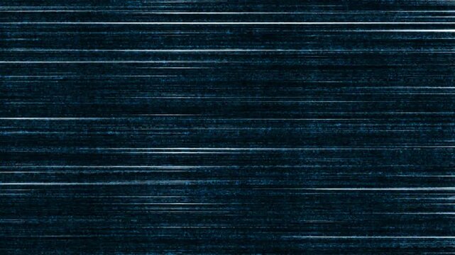 Animated tv screen noise turn off effect background, analog tv screen noise glitch effect background. Dark blue horizontal static noise texture with bright lines