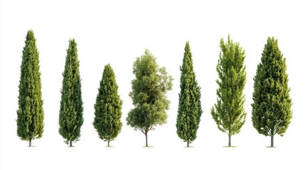 Row of Trees Isolated White Background (1)