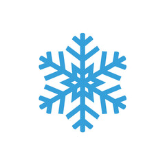Minimal Flat Light Blue Snowflake Icon for Winter and Cold