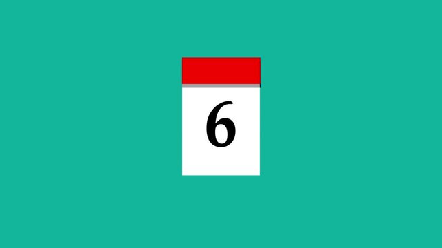 Animated calendar icon featuring 31 days. Flipping Through the Pages of a block note. 31 days left, calendar torn page flipping animation on transparent background. 