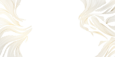 Elegant gold wave pattern background, Japanese, Chinese abstract lines, geometric curves. Vector illustration, flowing water, clouds, organic luxury wallpaper, poster, frame