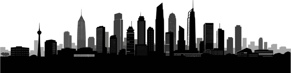 Obraz premium City skyline silhouette on white background