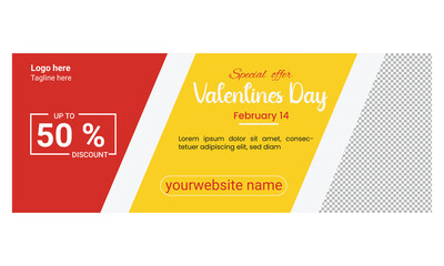 Happy Valentine's Day Discount Sale Facebook Banner Template