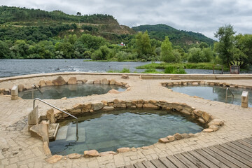 Outdoor Roman thermal baths with steam at Chavasqueira Ourense Spain