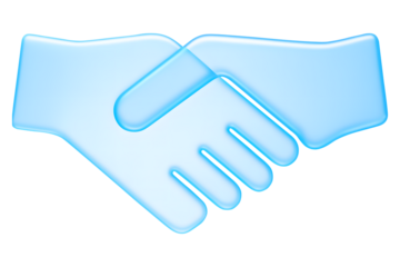Handshake icon in glass morphism style, isolated on a white background